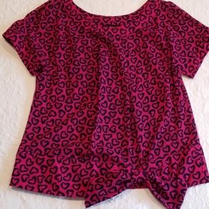 Marc Jacobs Pink Heart Animal Print Short Sleeve Top Sz S